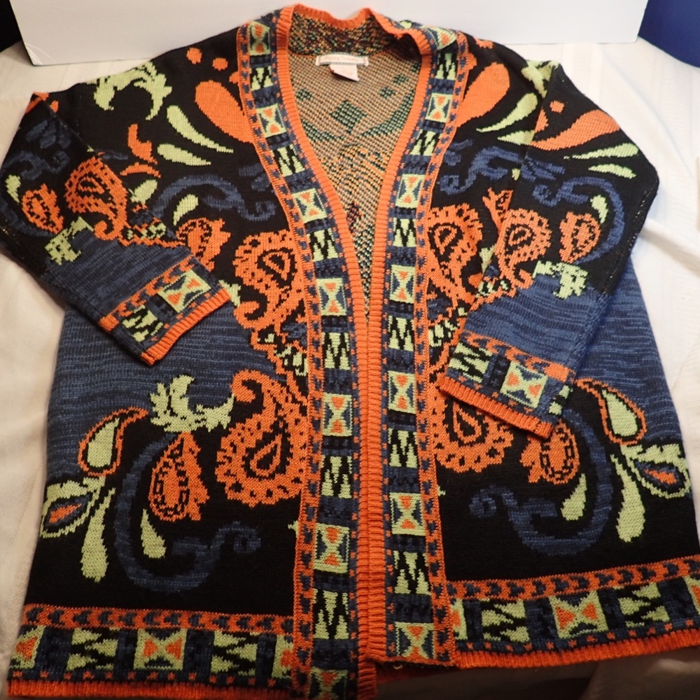 Flying tomato open cardigan sweater multicolor Lg
